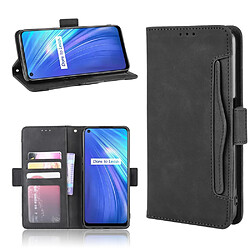 Etui en PU avec support et plusieurs porte-cartes noir pour votre Realme 6