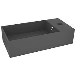 vidaXL Lavabo de salle de bain avec trop-plein Céramique Gris foncé