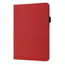 Etui en PU support motif losange skin touch, auto-absorbé, porte-cartes rouge pour votre Samsung Galaxy Tab A 10.1 (2019) T510 T515