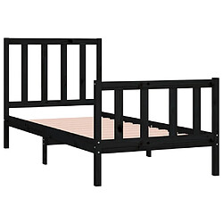 Avis vidaXL Cadre de lit sans matelas noir 75x190 cm bois massif