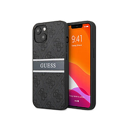 Guess Maroquinerie Guess Coque pour Apple iPhone 13 Mini PU 4G Stripe Gris