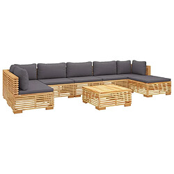 Avis Maison Chic Salon de jardin 8 pcs + coussins - Mobilier/Meubles de jardin - Table et chaises d'extérieur Bois de teck solide -MN76702