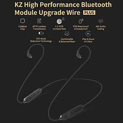 Wewoo Câble de mise à niveau Bluetooth haute fidélité étanche pour les écouteurs KZ ZS3 / ZS4 / ZS5 / ZS6 / ZSA (Noir)