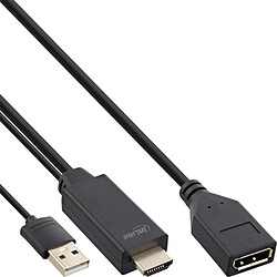 INLINE HDMI M to DisplayPort F Converter Cable - Videokabel - HDMI, USB (nur Strom) männlich zu DisplayPort weiblich - 30 cm - Schwarz - 4K Unterstützung, aktiv