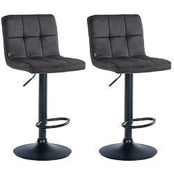 Decoshop26 Lot de 2 tabourets de bar en velours noir avec coutures décoratives pied en trompette métal noir 10_0004399