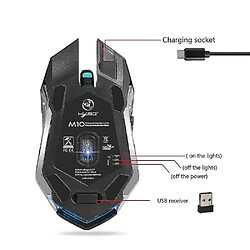 Universal Souris de jeu sans fil 2400dpi rechargeable 7 couleurs backlit 2,4 g de souris rechargeable 10 mètres pas cher