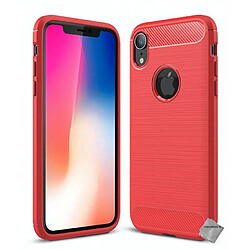 Htdmobiles Coque silicone gel carbone pour Apple iPhone XR + film ecran - ROUGE