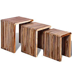 vidaXL Table gigogne 3 pcs Teck recyclé