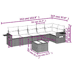 Acheter vidaXL Salon de jardin avec coussins 7 pcs gris clair résine tressée