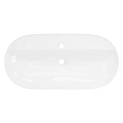 ML-Design Lavabo en Céramique Blanc Brillant 80 x 40 x 12 cm, Ovale, Vasque à Poser sur Table de Toilette, Lave-Mains pour la Salle de Bains / WC Invités, Design Minimaliste Moderne