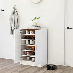 Maison Chic Armoire à Chaussures,Meuble de Rangement à Chaussures Blanc 60x35x92 cm Aggloméré -MN91180