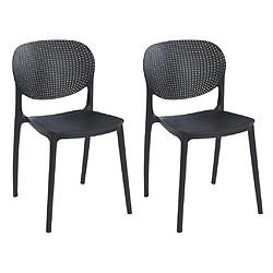 Vente-Unique Lot de 2 chaises empilables en polypropylène - Noir - CARETANE 