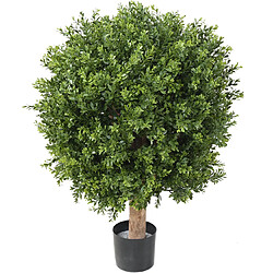 Pegane Plante artificielle haute gamme Spécial extérieur / Buis boule UV artificiel, coloris vert - Dim : H.82 x D.62 cm