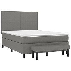 Avis Maison Chic Lit Adulte - Lit simple Lit à sommier tapissier avec matelas moelleux - Meuble de Chambre - Gris foncé 140x190cm Tissu -MN57136