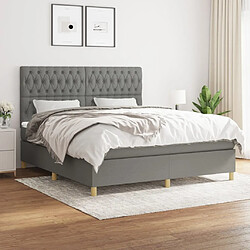 Maison Chic Lit Adulte - Lit simple Lit à sommier tapissier avec matelas moelleux - Meuble de Chambre - Gris foncé 180x200cm Tissu -MN83042