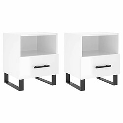 Maison Chic Lot de 2 Tables de chevet,Table de nuit,Table d'appoint pour salon blanc brillant 40x35x47,5 cm -MN28434