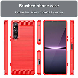 Htdmobiles Coque pour Sony Xperia 1 V - housse etui silicone gel carbone + verre trempe - ROUGE