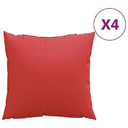 vidaXL Coussins de canapé lot de 4 rouge 40x40 cm tissu