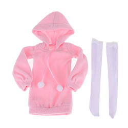 1/3 Sweat à capuche long et mignon pour les vêtements décontractés roses