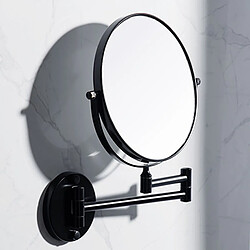 Universal Tuyau de perçage miroir de salle de bain double latéral maquillage miroir de toilette montage mural bras pliant extension accessoires de bain rond |(Le noir)