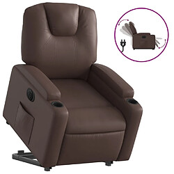 vidaXL Fauteuil inclinable électrique marron similicuir