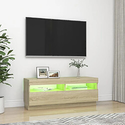 Avis vidaXL Meuble TV avec lumières LED chêne sonoma 100x35x40 cm