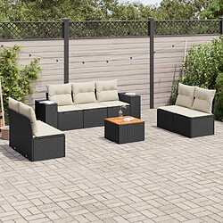 Maison Chic Ensemble Tables et chaises d'extérieur 8 pcs avec coussins,Salon de jardin noir résine tressée -GKD715513