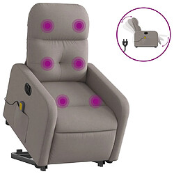 vidaXL Fauteuil inclinable de massage électrique Taupe Tissu