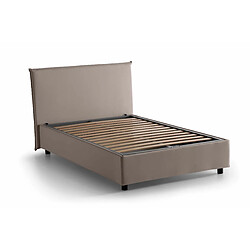 Acheter Autrement Talamo Italia Lit Anna simple et demi avec conteneur, Made in Italy, en tissu amovible, 120x190 cm, avec ouverture frontale, Taupe, avec matelas inclus.