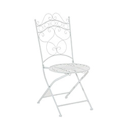 Decoshop26 Chaise de jardin terrasse balcon design rustique en fer forgé blanc 10_0003006