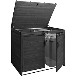 Decoshop26 Abri de poubelles extérieur conteneurs à ordures jusqu'à 4 bacs en bois anthracite MDJ04172