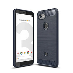 Wewoo Coque en TPU antichoc fibre de carbone texture brossée pour Google Pixel 3 Lite (bleu marine)