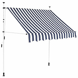 Maison Chic Store banne | Auvent rétractable de porte | Marquise Brise-soleil manuel 150 cm Rayures bleues et blanches -GKD39764