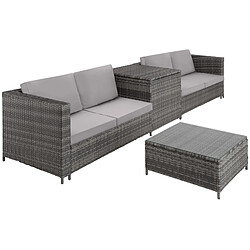 Tectake Canapé de jardin SIENNE 4 places avec coffre de rangement - gris/gris clair