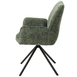 Decoshop26 Chaise de salle à manger avec accoudoir assise rotatif en tissu chenille bleu-vert 04_0006274 pas cher