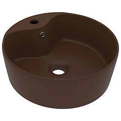 vidaXL Lavabo avec trop-plein Marron foncé mat 36x13 cm Céramique