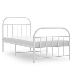 vidaXL Cadre de lit métal sans matelas avec pied de lit blanc 90x190cm