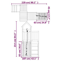 vidaXL Maisonnette de jeu avec mur d'escalade bois de pin imprégné pas cher