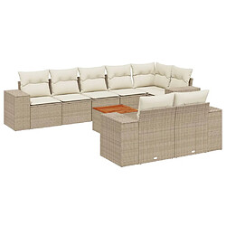 vidaXL Salon de jardin avec coussins 9 pcs beige résine tressée