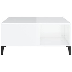 Maison Chic Table basse,Table Console Table d'appoint, Table pour salon blanc brillant 80x80x36,5 cm bois d'ingénierie -MN20299 pas cher