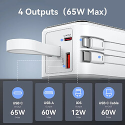 Avis SANAG Batterie Externe Usb C 65W, Power Bank Charge Rapide, Chargeur Externe Batterie Ordinateur Portable Avec Câbles Intégrés, Voyage Accessoires Pour Iphone 16 15 14 13 12 Pro , Samsung, Macbook, Ipad