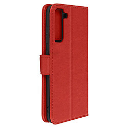 Avizar Housse Samsung Galaxy S21 FE Clapet Portefeuille Fonction Support vidéo Rouge