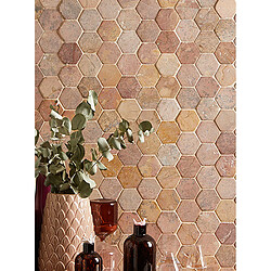 Pegane Carrelage mosaïque / Plaque de mosaïque mur et sol en marbre naturel coloris rose - 33 x 33 cm