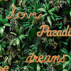 Noordwand Papier peint Good Vibes Neon Letter with Plants Vert orange