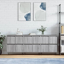 vidaXL Buffets 3 pcs Sonoma gris Bois d'ingénierie