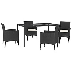 Avis Maison Chic Mobilier à dîner 5 pcs de jardin avec coussins - Ensemble table et chaises d'extérieur - Salon/Mobilier de jardin classique Noir Résine tressée -MN27653