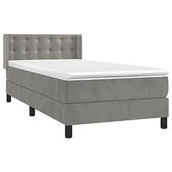 Avis Maison Chic Lit adulte- Lit + matelas,Sommier à lattes de lit et matelas Gris clair 100x200cm Velours -GKD52911