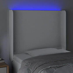 Acheter Maison Chic Tête de lit scandinave à LED,meuble de chambre Blanc 83x16x118/128 cm Similicuir -MN84665