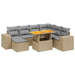 vidaXL Salon de jardin avec coussins 8 pcs beige résine tressée