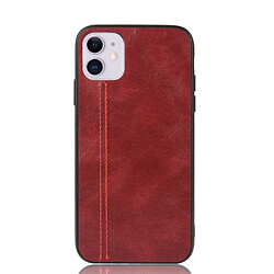 Wewoo Coque Rigide Motif de peau de vache à couture antichoc pour iPhone 11 PC + PU + TPU Rouge